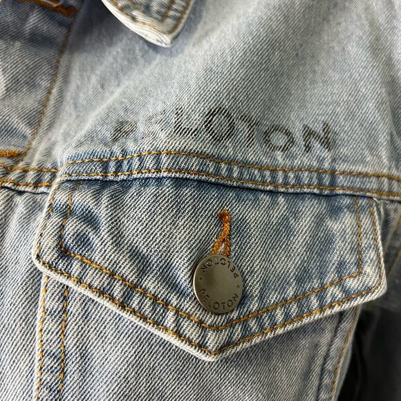 New With Tags Peloton Cotton Jean Jacket Small “Together We Go Far” Spellout - Picture 3 of 7